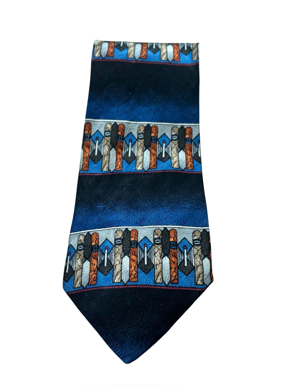 Men’s Vintage Novel-Tie by Roffe 100% Silk Cigar Print‎ Neck Tie